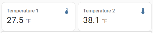 Home Assistant Cards with temperature values.